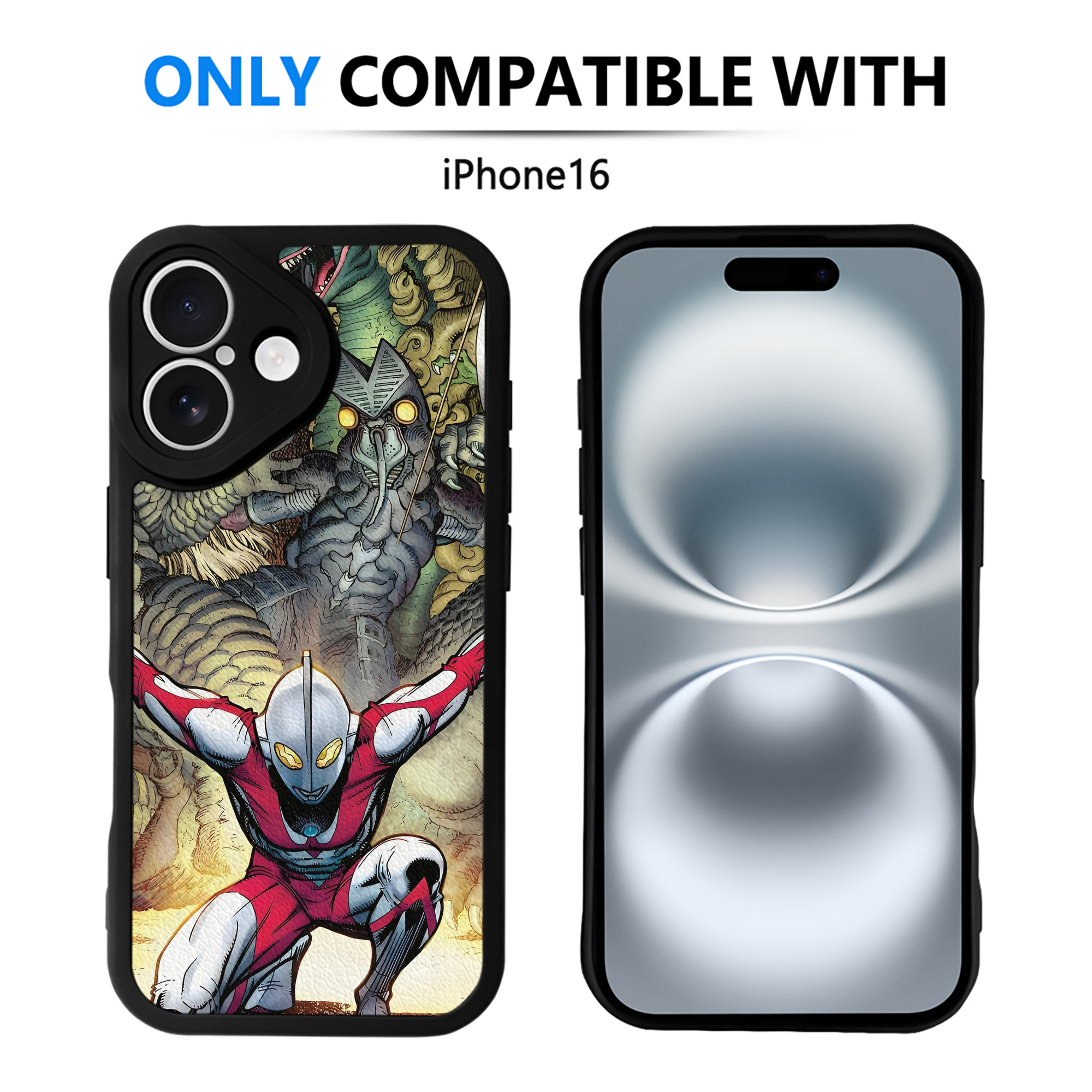 （画像用） ウルトラマン Ultraman 【iPhone 16シリーズ対応】シリコンスマホケース（レザー調） 材質：シリコン